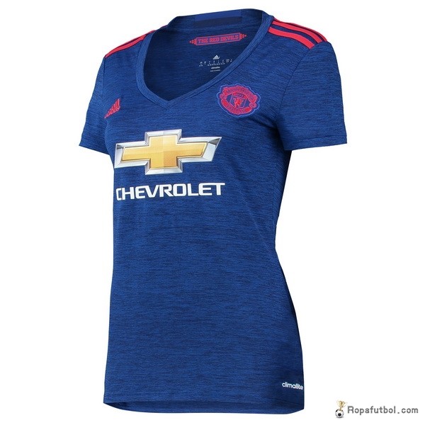 Camiseta Manchester United Replica Segunda Ropa Mujer 2016/17 Azul